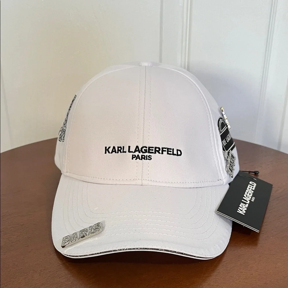 Karl Lagerfeld Paris Women’s Logo Baseball Cap - White, Adjustable, NWT